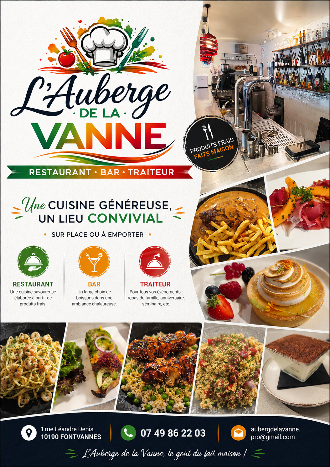Présentation de l’Auberge de la Vanne : restaurant, bar et traiteur